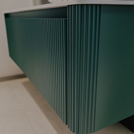 Set mobilier baie suspendat verde din PVC 100 cm cu lavoar și oglindă LED - 2928 [1]