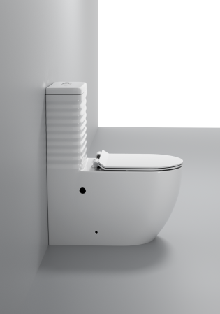 Set vas wc cu capac slim, montare pe podea, rimless, evacuare laterala,  68 x 37 x 80 cm T2127 [4]