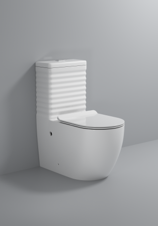 Vase wc - Set vas wc cu capac slim, montare pe podea, rimless, evacuare laterala,  68 x 37 x 80 cm T2127