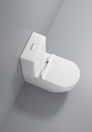 Set vas wc cu capac slim, montare pe podea, rimless, evacuare laterala,  68 x 37 x 80 cm T2127 [3]