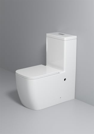 Set vas wc cu capac slim, montare pe podea, rimless, evacuare laterala, alb 64 x 36 x 80 cm T2214 [3]