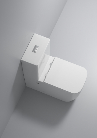 Set vas wc cu capac slim, montare pe podea, rimless, evacuare laterala, alb 64 x 36 x 80 cm T2214 [2]