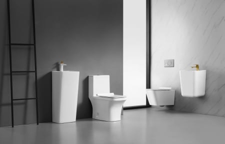 Set vas wc cu capac slim, montare pe podea, rimless, evacuare laterala, alb 68 x 36 x 74 cm T2071 [1]