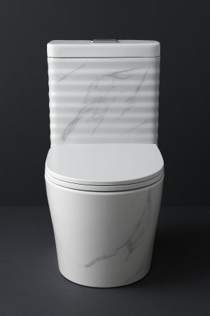 Set vas wc cu capac slim, montare pe podea, rimless, evacuare laterala, alb/gri 68 x 37 x 80 cm T2126UG [4]