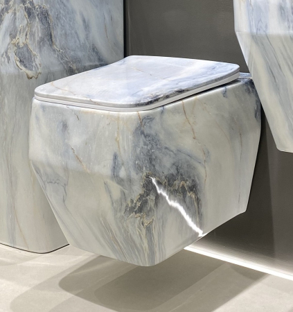 Baie - Vas WC suspendat cu capac, Rimless, finisaj alb-gri-albastrui 54 x 36 x 36 cm - T3133CW72