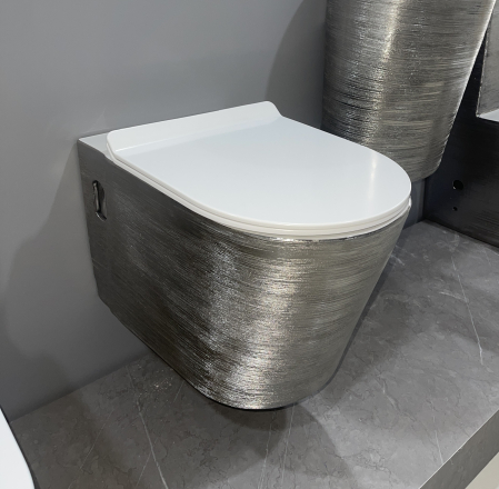 Vas WC suspendat cu capac, Rimless, finisaj argintiu 57 x 34 x 34 cm - T3203EDS [2]