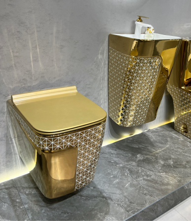 Vas WC suspendat cu capac, Rimless, finisaj auriu 52 x 36 x 36 cm - T3130EWG2 [2]