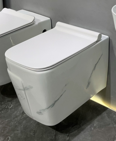 Baie - Vas WC suspendat cu capac, Rimless, finisaj marmură – 52 x 36 x 36 cm T3130UG cm