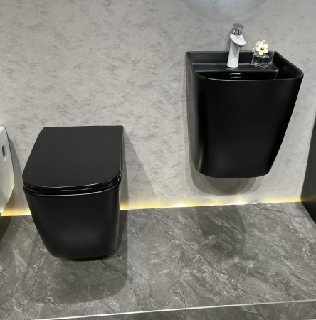 Vas WC suspendat cu capac, Rimless, finisaj negru mat 53 x 36 x 36 cm T3214M5 [6]