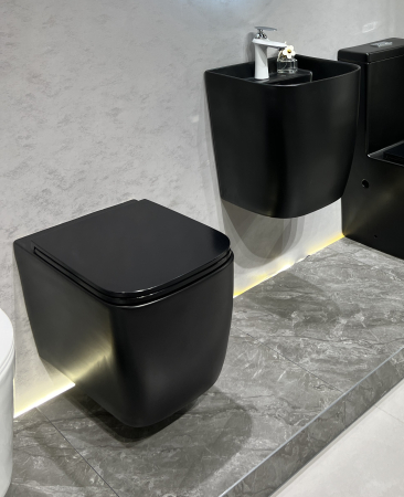 Vas WC suspendat cu capac, Rimless, finisaj negru mat 53 x 36 x 36 cm T3214M5 [2]