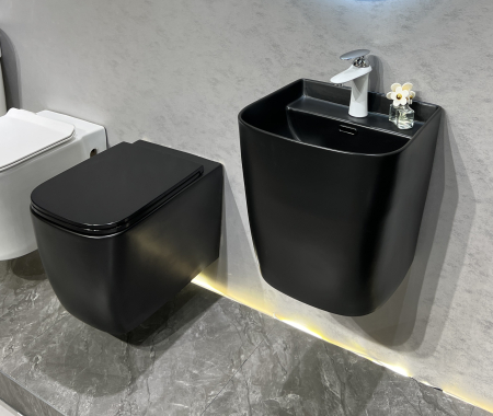 Vas WC suspendat cu capac, Rimless, finisaj negru mat 53 x 36 x 36 cm T3214M5 [5]