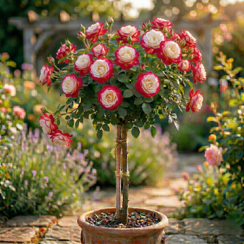 Trandafiri Copac - Trandafir Copac Rosa Pienna Double Delight