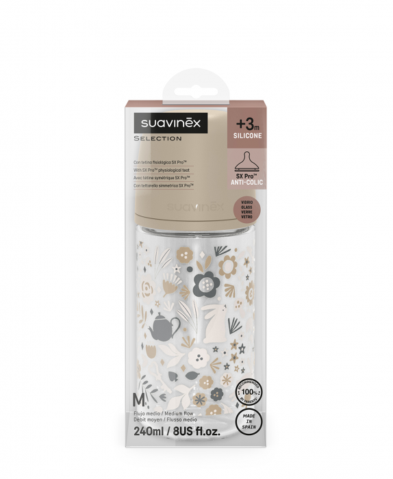 BIBERON DE STICLĂ 240ML SXPRO DEBIT MEDIU LIBERTY BEIGE, WONDERLAND SUAVINEX [3]