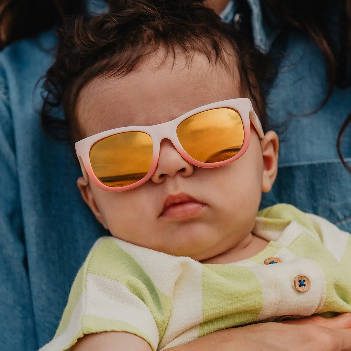 Ochelari de soare Bebelusi 0-12 luni Tesoro Bebe, Lentile Polarizate UV400, Rama Flexibila Incasabila, Bej [4]