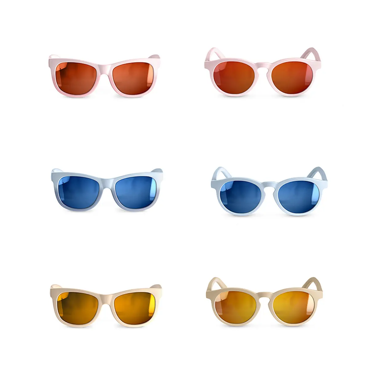 Ochelari de soare Bebelusi 0-12 luni Tesoro Bebe, Lentile Polarizate UV400, Rama Flexibila Incasabila, Bej [3]