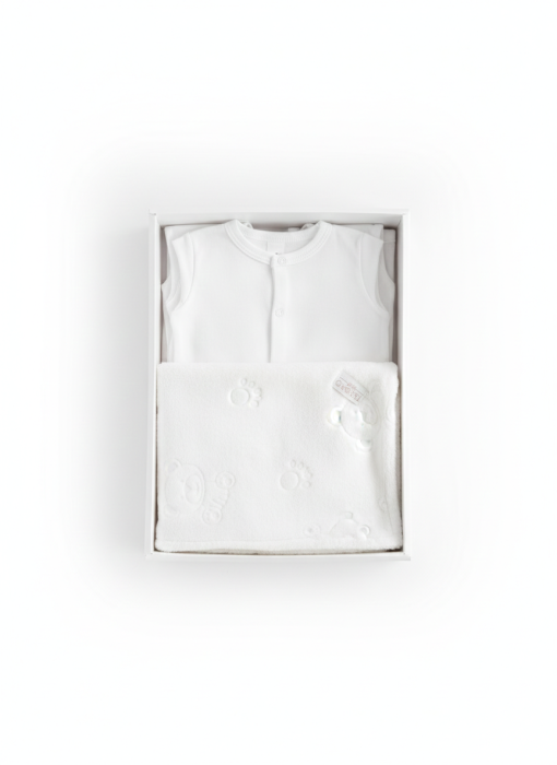 Set Cadou Nou-Născut Tesoro Bebe, 5 Piese, Alb Impecabil, Bumbac 100% și Păturică Fleece OEKO-TEX [2]