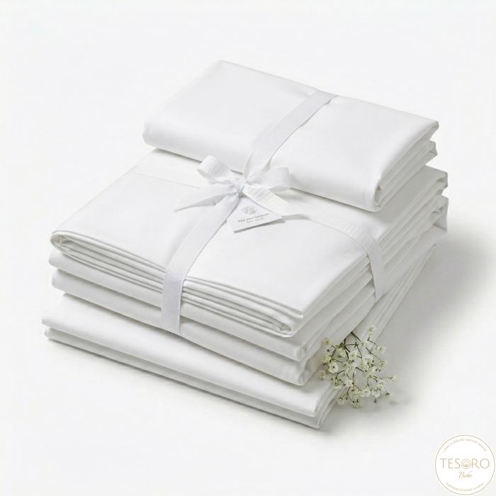 Set Lenjerie pătuț albă Tesoro Bebe - Bumbac 100% Oeko-Tex [2]