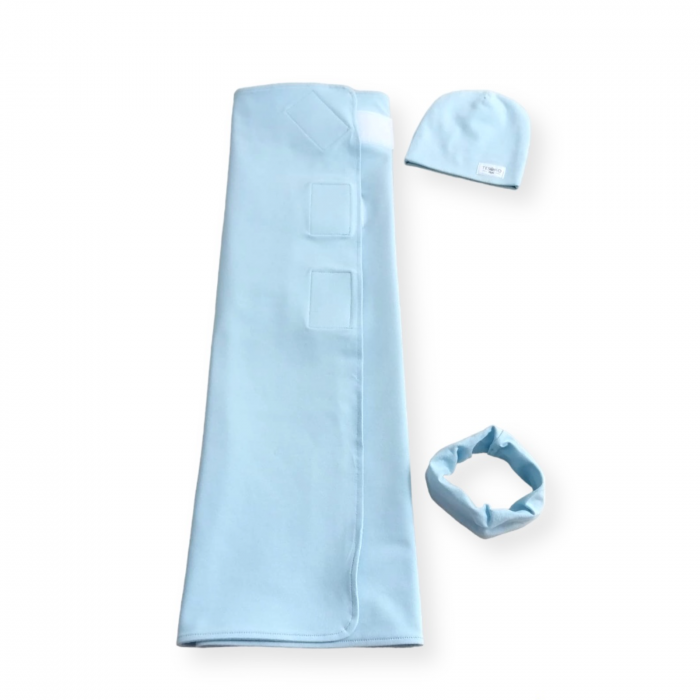 Sistem de infasare paturica+caciulita baby blue [2]