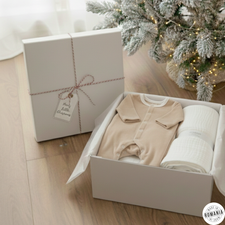 Cadouri - Set cadou alint de catifea bej-alb