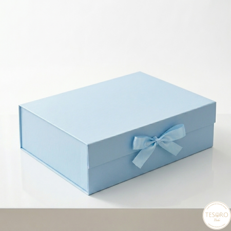 Botez - Cutie premium pentru Trusou botez și amintiri, baby blue, 33x25x12 cm | Tesoro Bebe