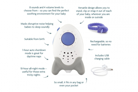 Dispozitiv pentru adormit copiii, cu sunete, USB, 6 cm, Rockit Wooshh [4]