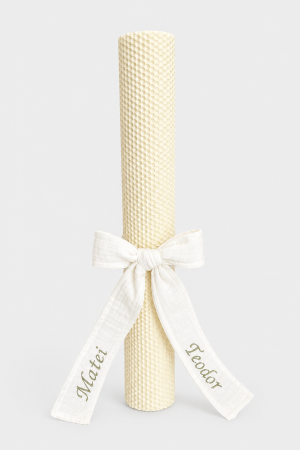 Botez - lumânare-botez-din-ceară-de-albine-ivory-35cm-cu-fundă-din-muselină