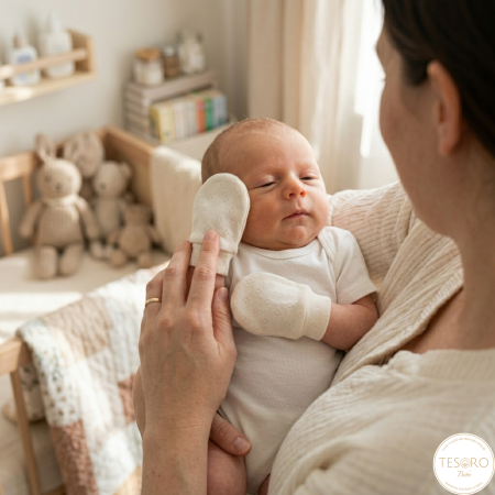 Hăinuțe - manusi bebe bumbac