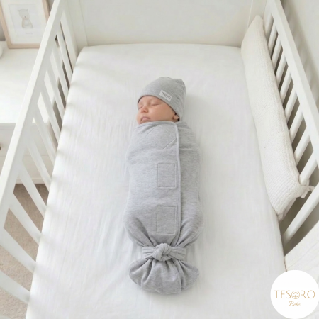 Hăinuțe - Sistem de infasare paturica + caciulita grey