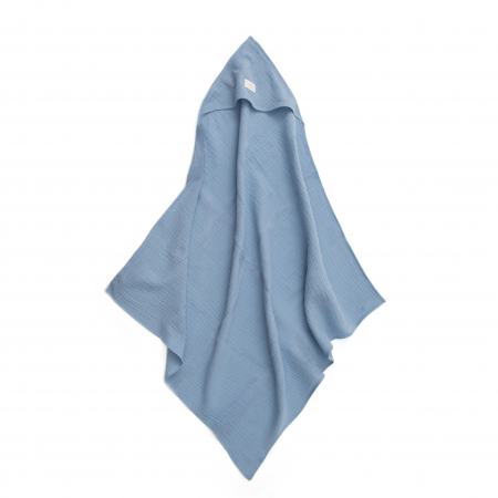 Prosop cu gluga din muselina bebe, blue