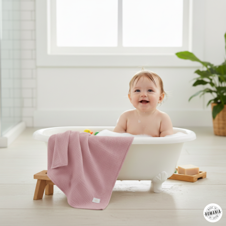 Prosoape și Halate - Prosop cu gluga din muselina, 70x70cm