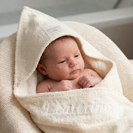 Prosop bebeluși cu capison din frotir moale, ideal pentru nou-născuți