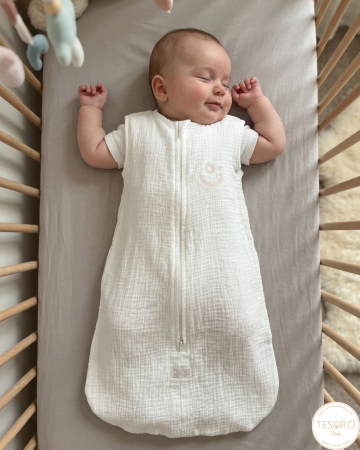 Hăinuțe - Sac Dormit Muselină Brodat Manual | Bumbac Oeko-Tex 100 | Tesoro