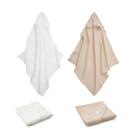 Prosoape și Halate - Set 2 x Prosop din muselina cu gluga