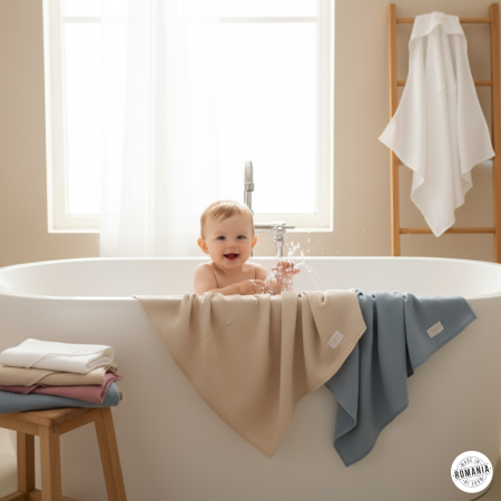 Prosoape și Halate - Set 2 x Prosop din muselina cu gluga