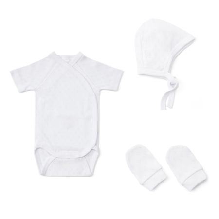 Caciulite - Set 3 piese nou-nascut: body, caciulita si manusi anti-zgarieturi
