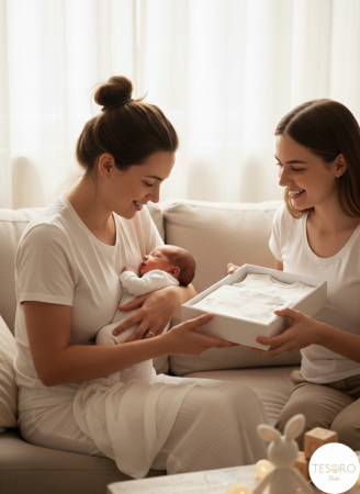 Cadouri - Set Cadou Nou-Născut Tesoro Bebe, 5 Piese, Alb Impecabil, Bumbac 100% și Păturică Fleece OEKO-TEX