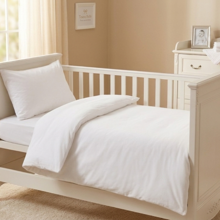 Lenjerii - Set Lenjerie pătuț albă Tesoro Bebe - Bumbac 100% Oeko-Tex