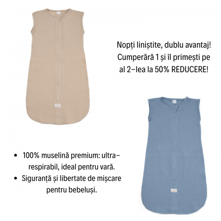 Seturi - Set saci de dormit bebe din muselină 1+1 (al 2-lea la 50% Reducere)!