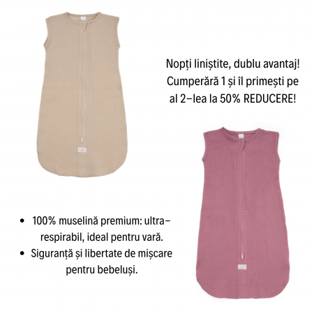 Seturi - Set saci de dormit bebe din muselină 1+1 (al 2-lea la 50% Reducere)!