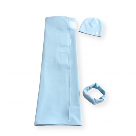 Sistem de infasare paturica+caciulita baby blue [1]