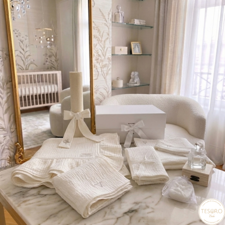 Trusou Botez Premium din Muselină - Set Complet Tesoro Bebe