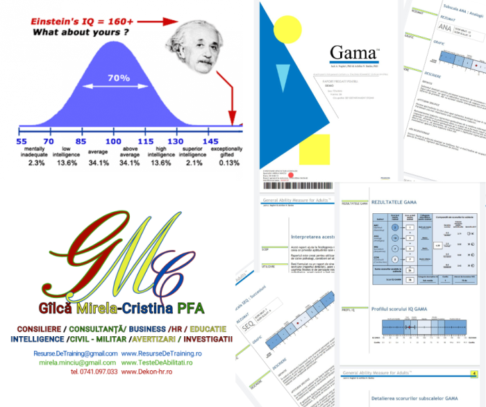 Test IQ - GAMA Evaluare IQ pentru Selectie si Dezvoltare Cariera de Elita / Evaluator licentiat:  Mirela Minciu (Gîlcă) [5]
