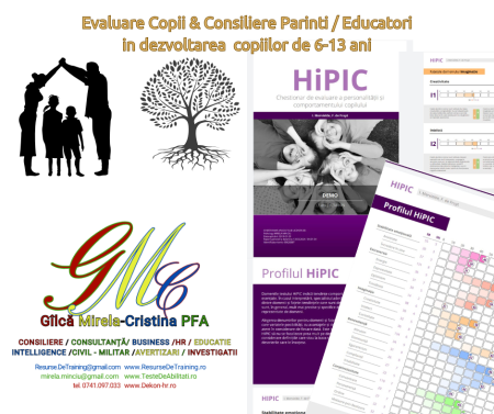 COPII: TESTARE, EVALUARE SI CONSILIERE Copii (6-14 ani): Evaluare si Consiliere in Dezvoltare Personala si Scolara - Evaluare Copii (6-13 ani) & Consiliere Parinti in scop de identificare strategii educationale in scop de crestere a rezilientei emotionale, fizice, intelectuale