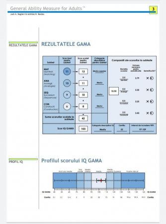 Test IQ - GAMA Evaluare IQ pentru Selectie si Dezvoltare Cariera de Elita / Evaluator licentiat:  Mirela Minciu (Gîlcă) [2]