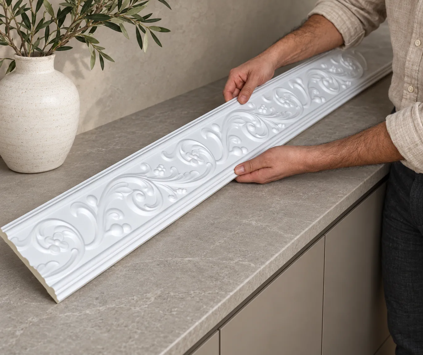 Bagheta decorativa perete din poliuretan 12.3 x 1.6 cm - CR746 [5]