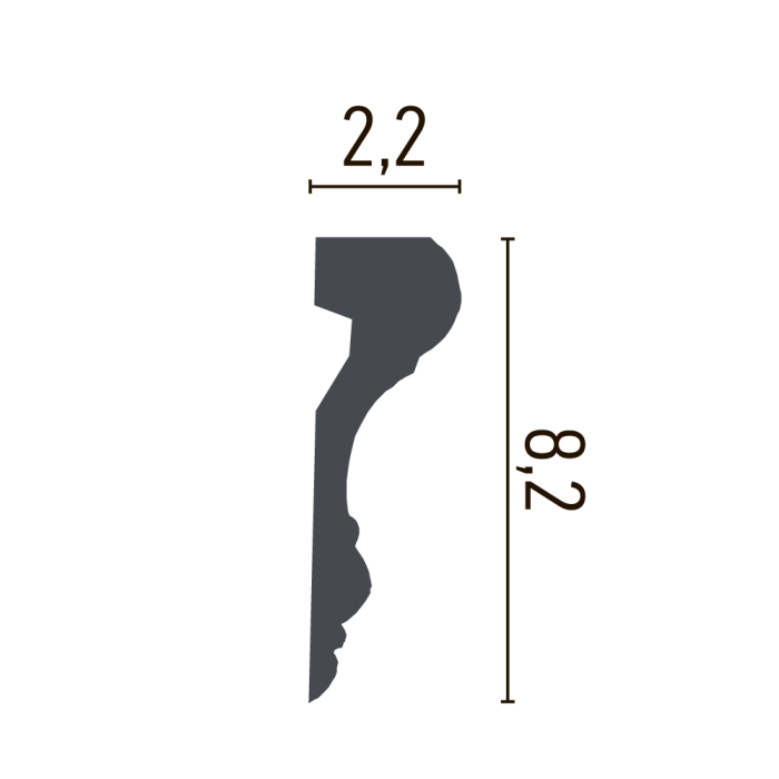 Brau din poliuretan, Grand Decor CR 816, 8.2cmx2.2cmx200cm [2]