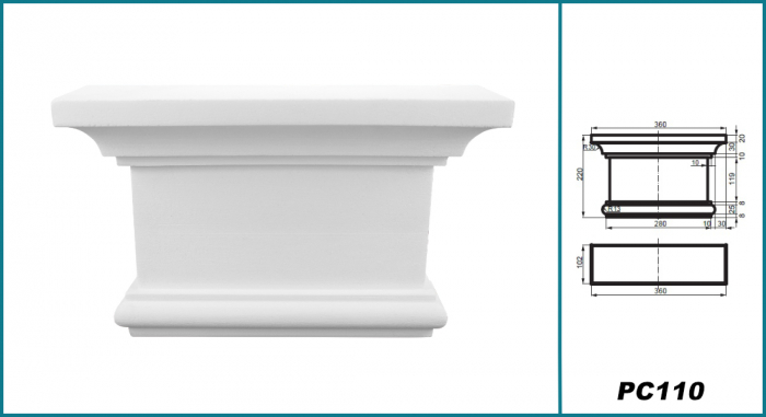 Capitel/baza pentru pilastru, PC 110, 22cmx 36cm x 10.2cm [2]