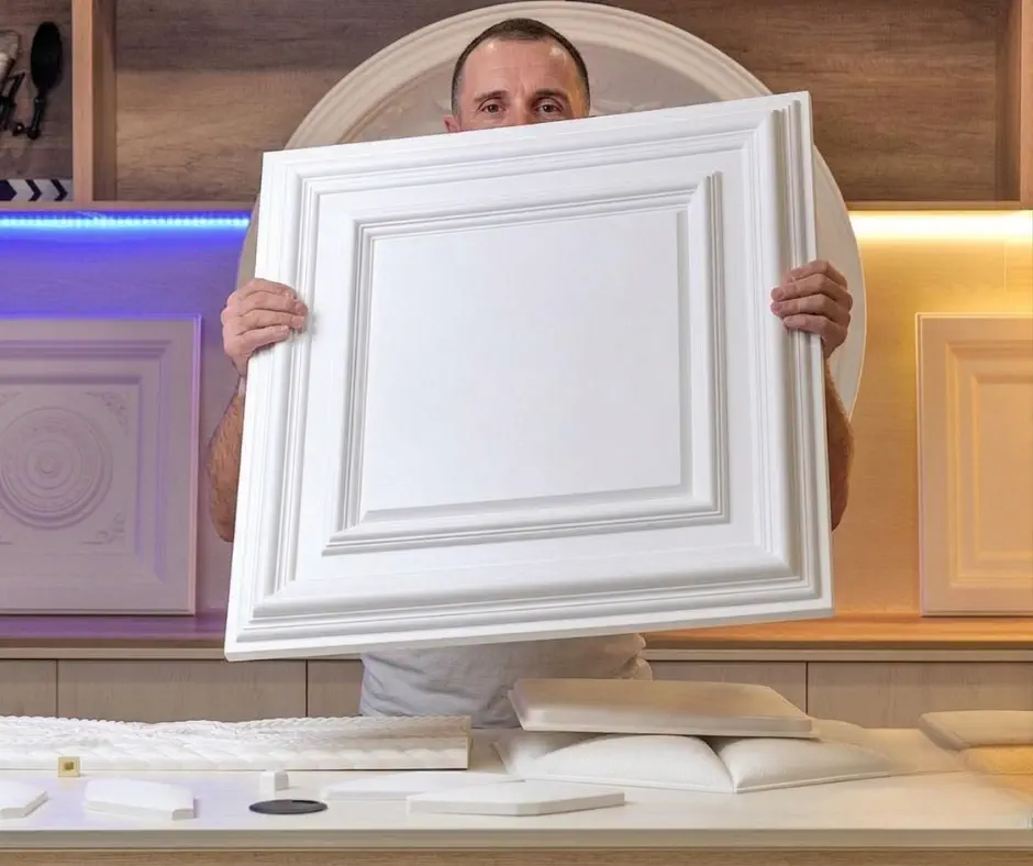 Caseta decorativa tavan/perete din poliuretan, 60x60 cm - R209 [3]