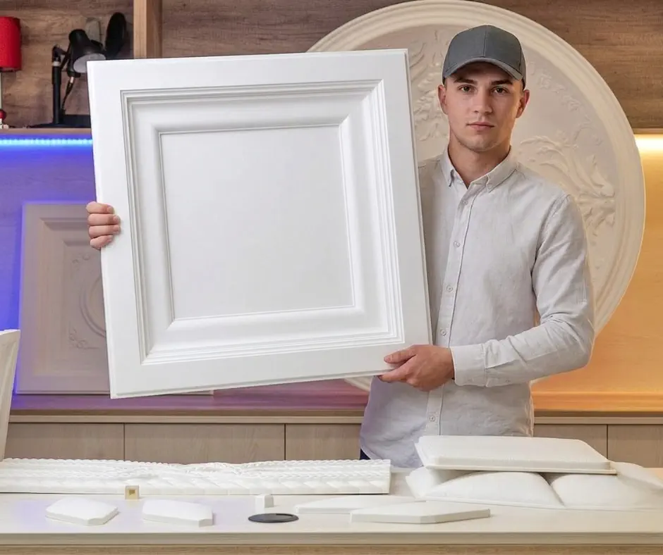 Caseta decorativa tavan/perete din poliuretan, 60x60 cm - R241 [2]