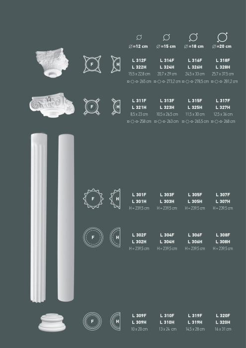 Coloana intreaga, din poliuretan, Grand Decor, L 302F [2]